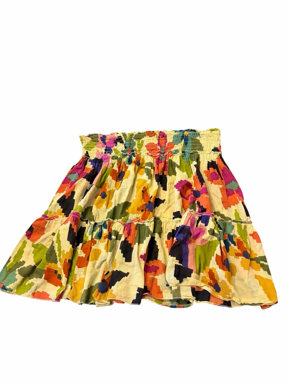 Chaudry KC Multicolored Boho Skirt with Smocked Waistband Size L